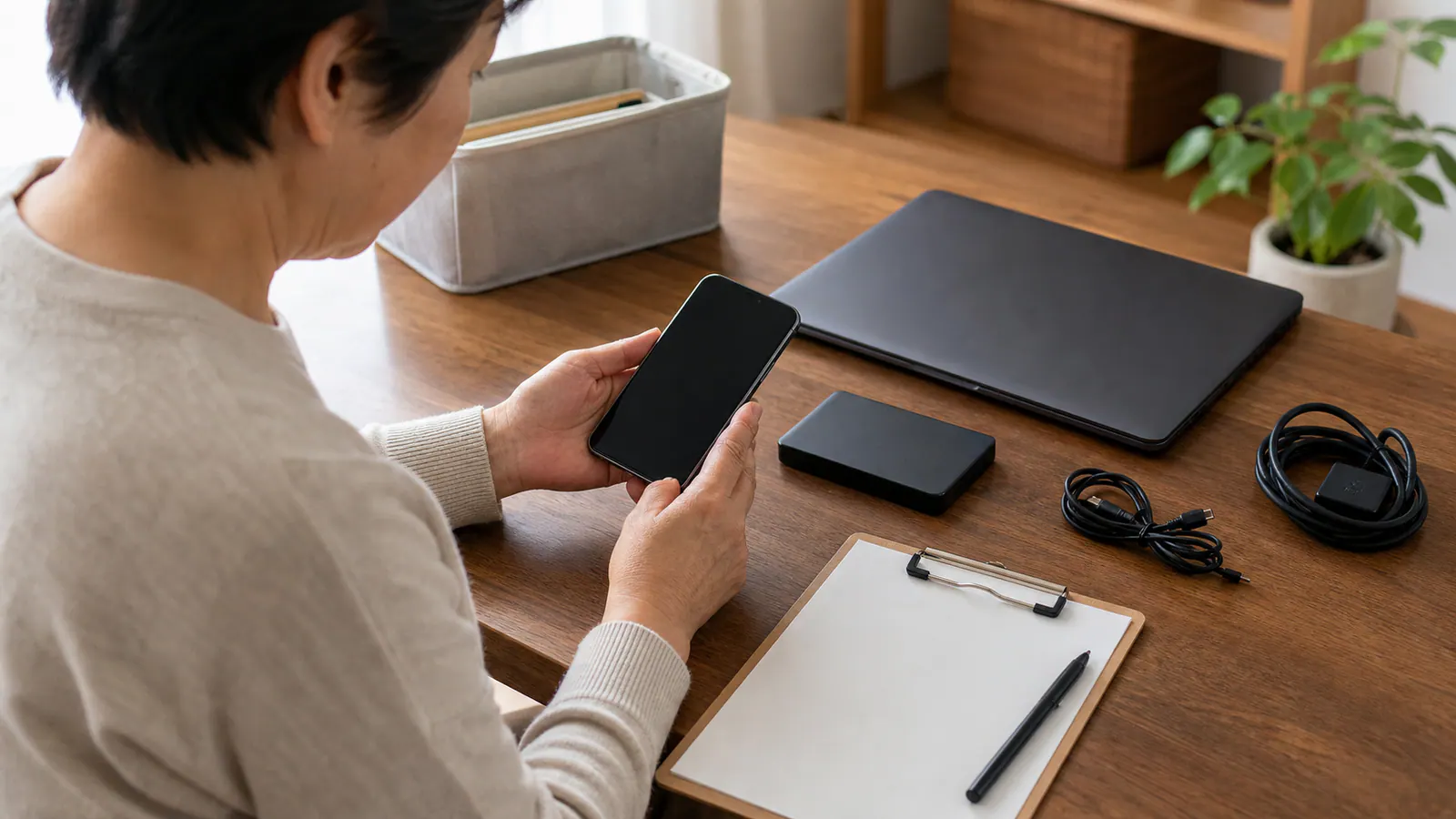 故人のスマートフォンとパソコンを初期化せず保管する家族