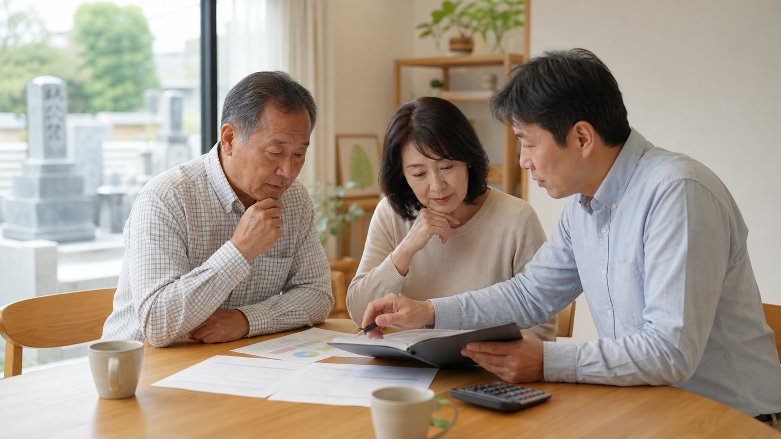 墓じまいの費用項目を家族で落ち着いて整理する場面
