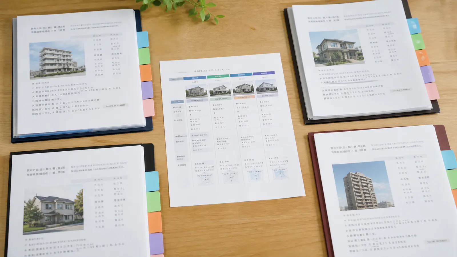 査定価格、根拠、期間、売却方法の資料を同じ表で比べる机上