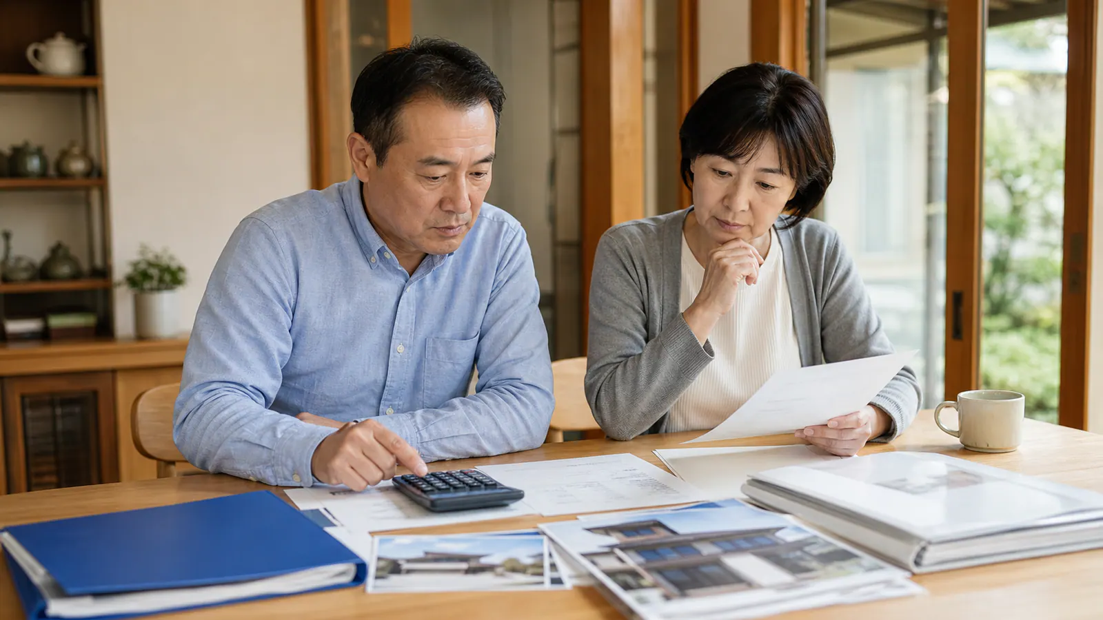 相続した実家の売却費用と手取りを家族で計算する様子